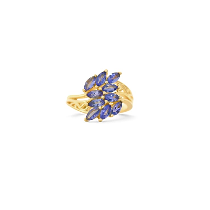 18K Yellow Gold Over Sterling Silver Marquise Tanzanite Ring 1.69ctw