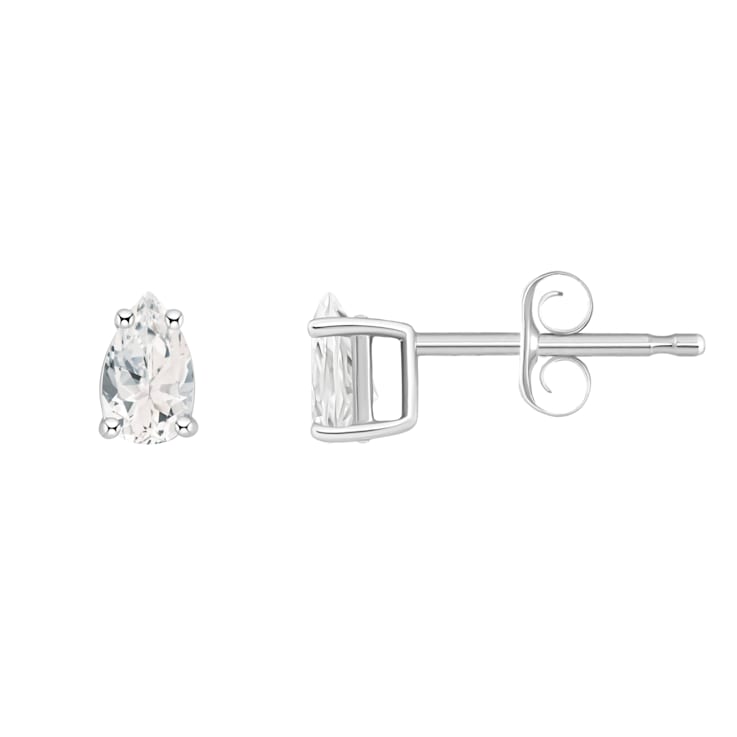 5x3mm Pear Shape White Topaz 14k White Gold Stud Earrings