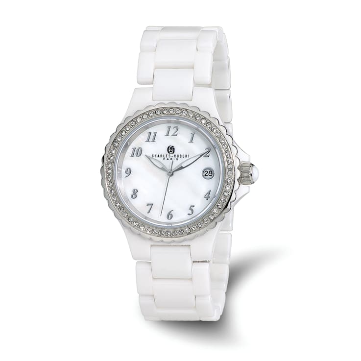 Ladies Charles Hubert White Ceramic 38mm Watch