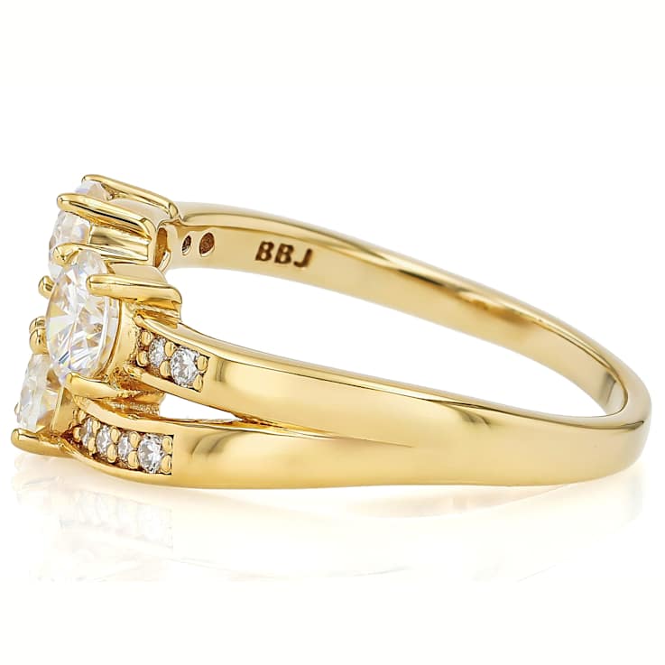 Diamond Simulant And Lab-Created Moissanite Ring In 18K Gold Over
Sterling Silver 1.91ctw