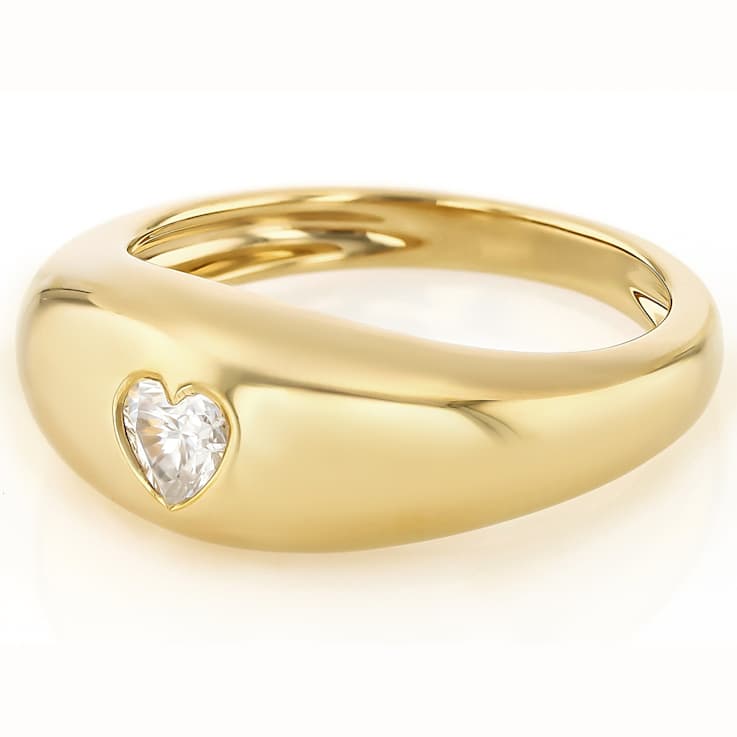 Heart Moissanite Band Ring In 14K Gold Over Sterling Silver
