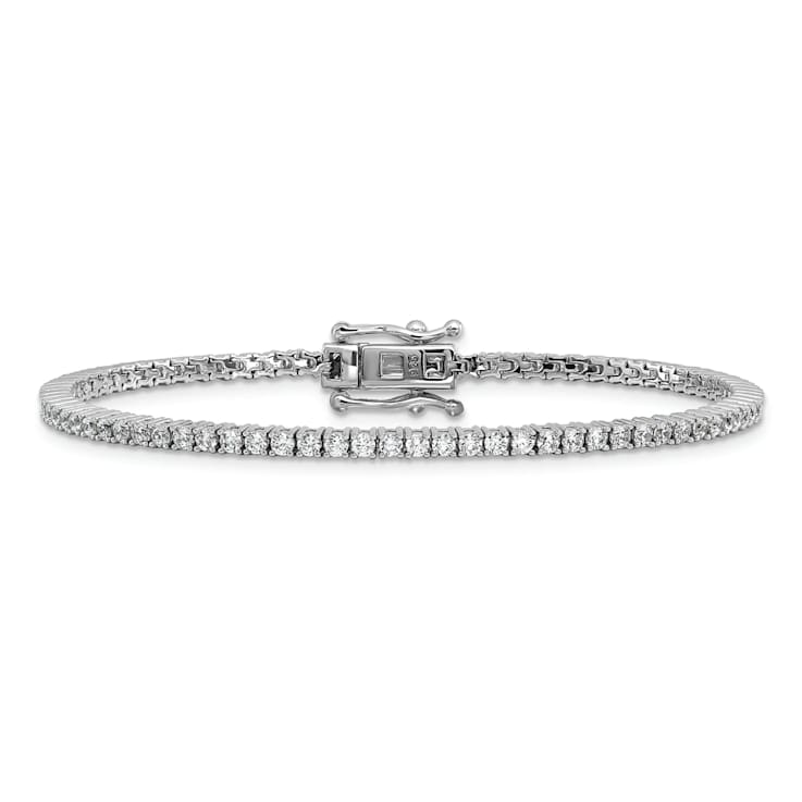 Rhodium Over Sterling Silver Polished Cubic Zirconia Tennis Bracelet