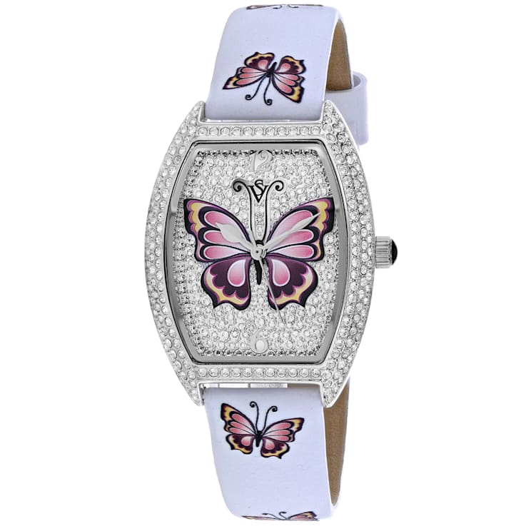 Christian Van Sant Women's Papillon Multi-color Butterfly Design Leather
Strap Watch