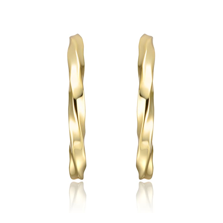 Bright Shine C-Hoop Earrings In 14K Gold Over Brass