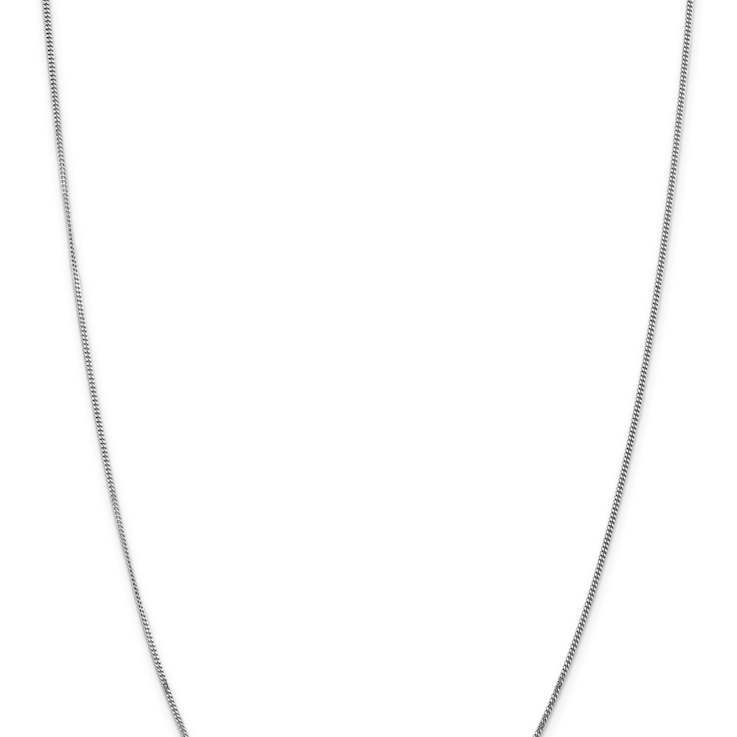 Rhodium Over 14k White Gold 1.3mm Solid Curb 22 Inch Chain
