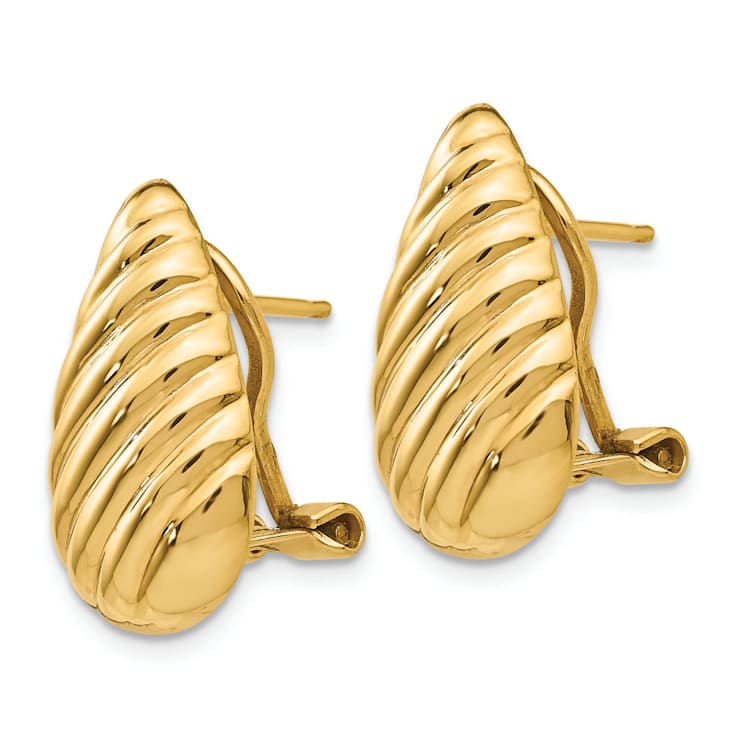 14k Yellow Gold Polished Diagonal Teardrop Stud Earrings