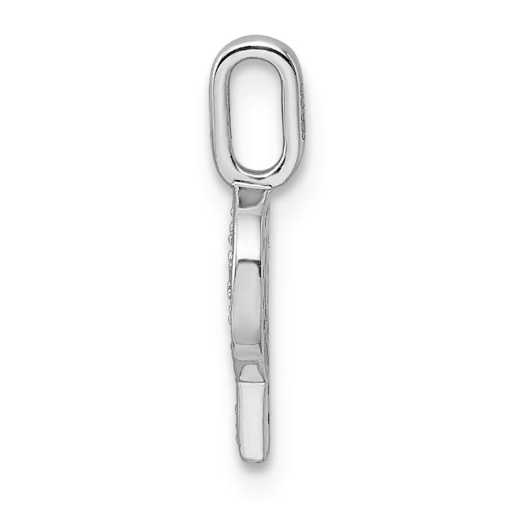 14K White Gold Diamond Letter P Initial Pendant
