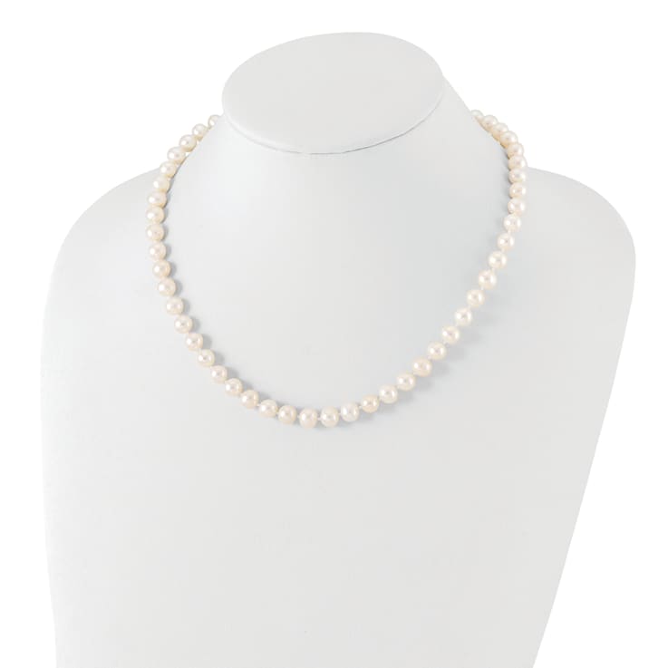 Rhodium Over Sterling Silver 7-8mm White Freshwater Pearl Earring
Bracelet Necklace Set