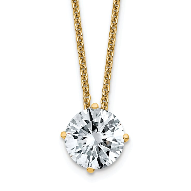 14K Yellow Gold 1.50 ct. 7.5mm Round G H I True Light Moissanite
Solitaire Pendant with Chain