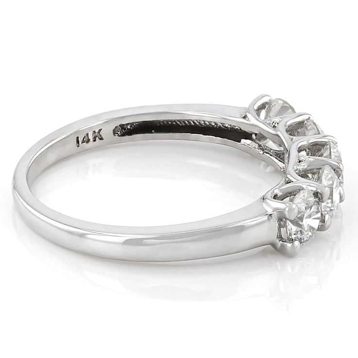 Lab-Grown Diamond Five-Stone Band Ring In 14K White Gold 1.00ctw