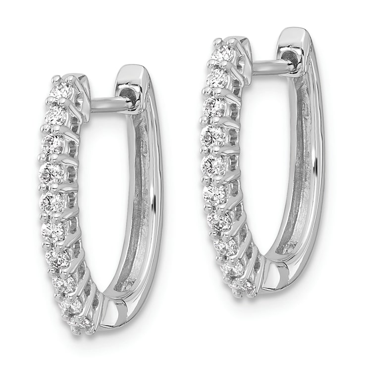 Rhodium Over 14K White Gold Lab Grown Diamond SI1/SI2, G H I, Hinged
Hoop Earrings