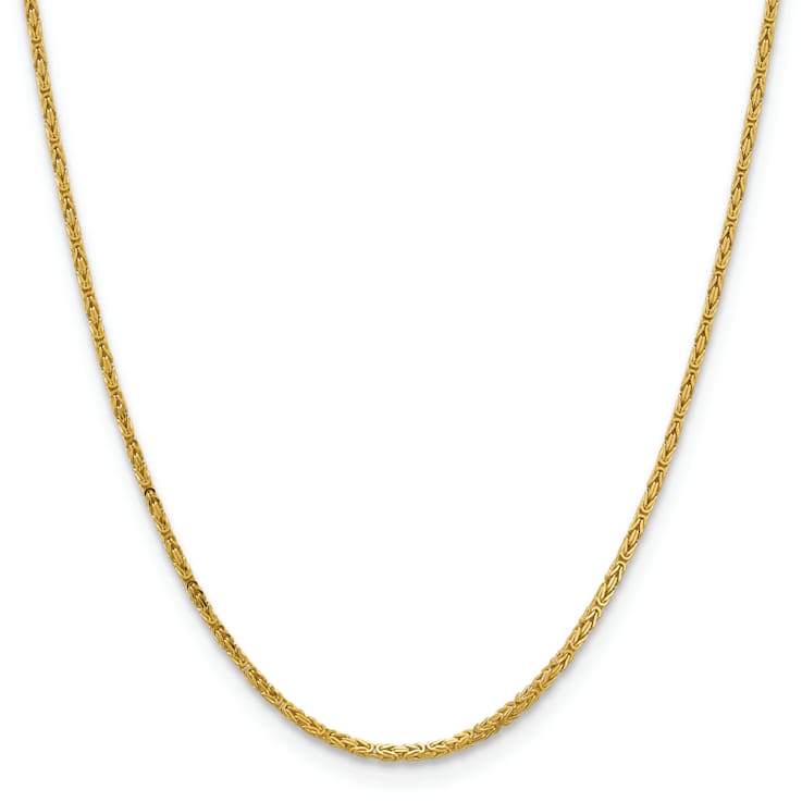 14K Yellow Gold 2mm Byzantine Chain Necklace
