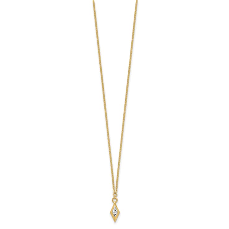 14K Yellow Gold and White Rhodium-plated Polished and Diamond-cut Necklace
