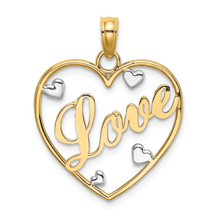 14K Two-tone Gold  Love with Hearts Pendant