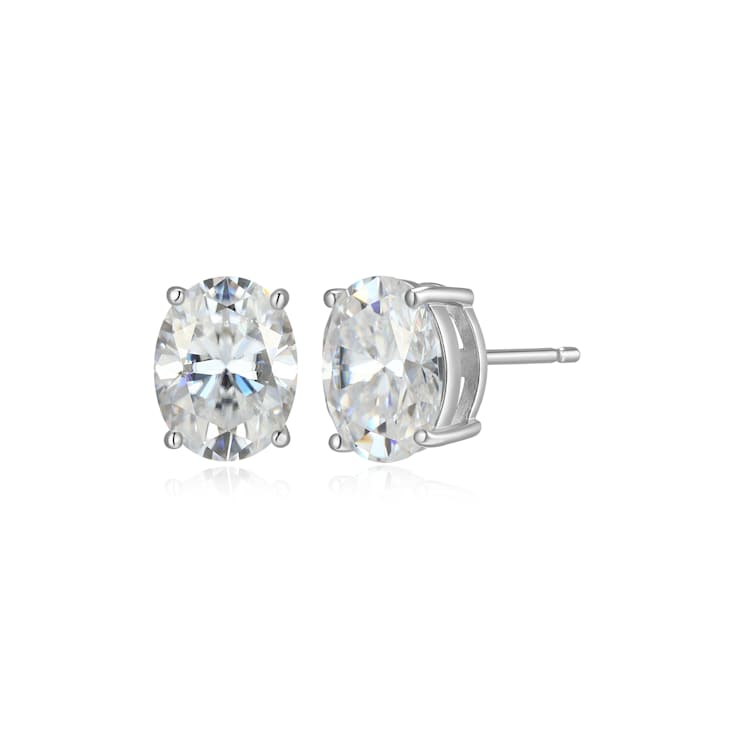 Oval Moissanite Platineve Stud Earrings 4.20ctw DEW