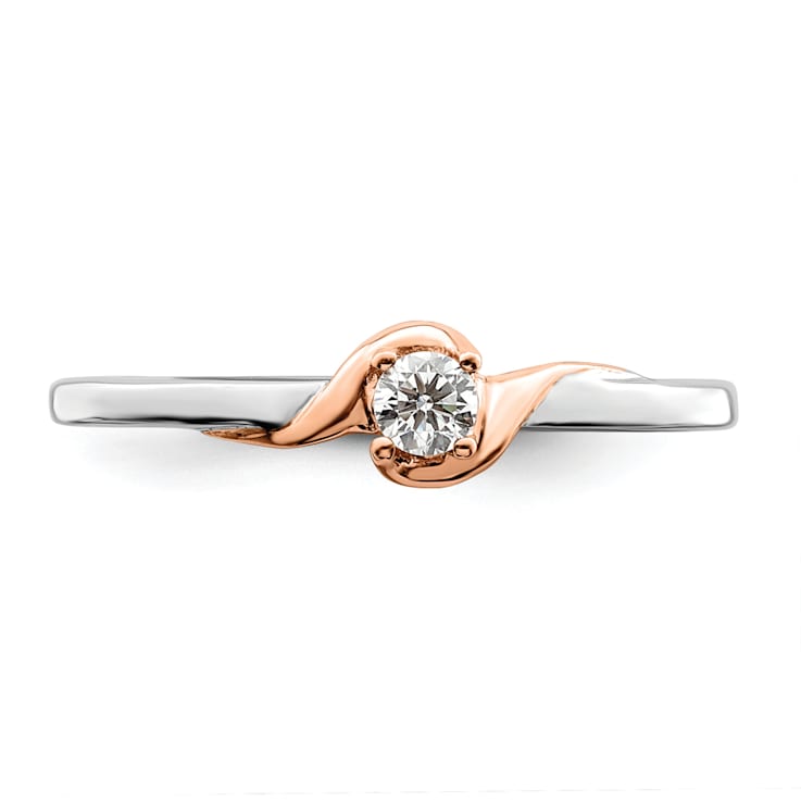 14K Two-tone White and Rose First Promise Polish Round Diamond Promise
Ring 0.11ctw