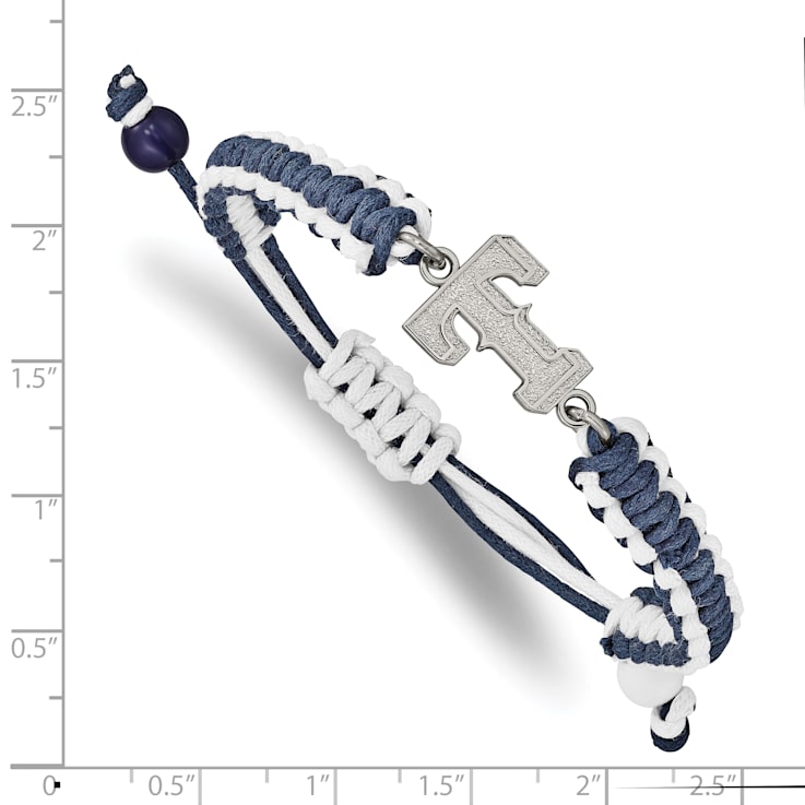 Stainless Steel MLB LogoArt Texas Rangers T Adjustable Cord Bracelet