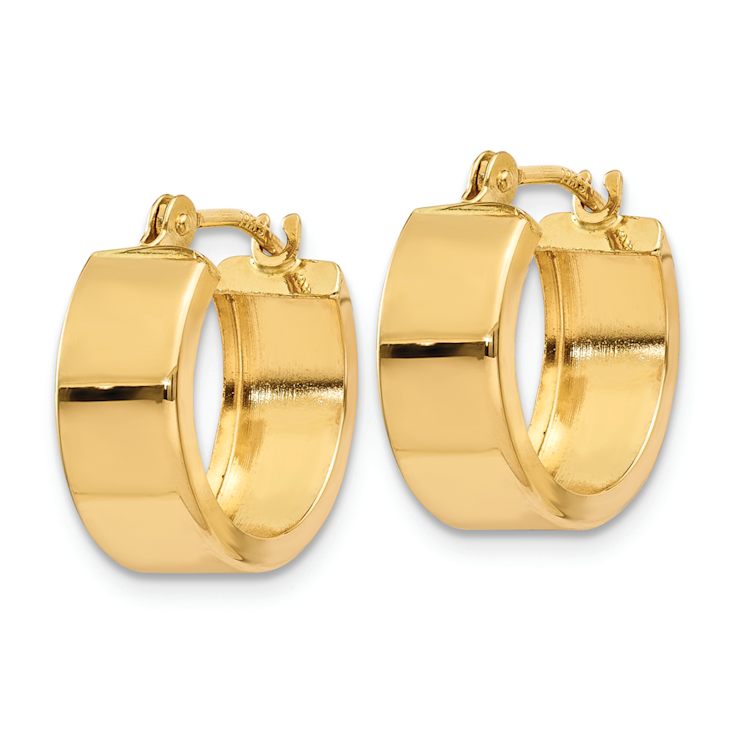 14k Yellow Gold Polished 3/8" Hoop Earrings