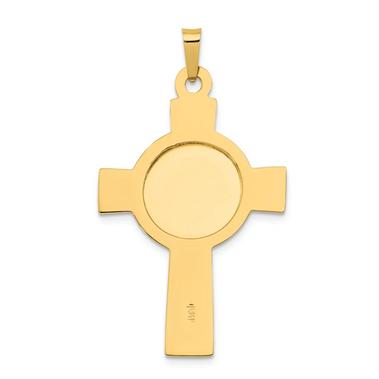 14k Yellow Gold Textured Cross with Saint Anthony Medal Pendant