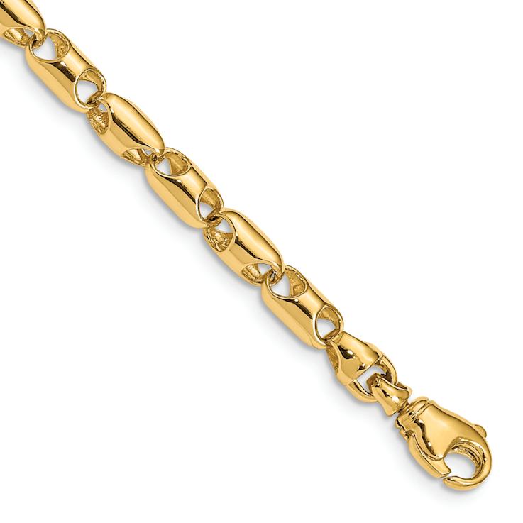 14k Yellow Gold 4.1mm Fancy Barrel Link 24 Inch Chain