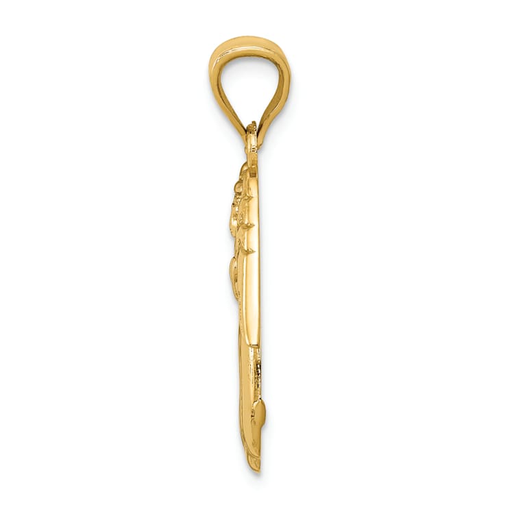 14k Yellow Gold Polished Angel Pendant