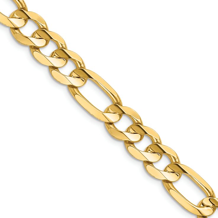 14k Yellow Gold 8.75mm Solid Concave Open Figaro 28 Inch Chain