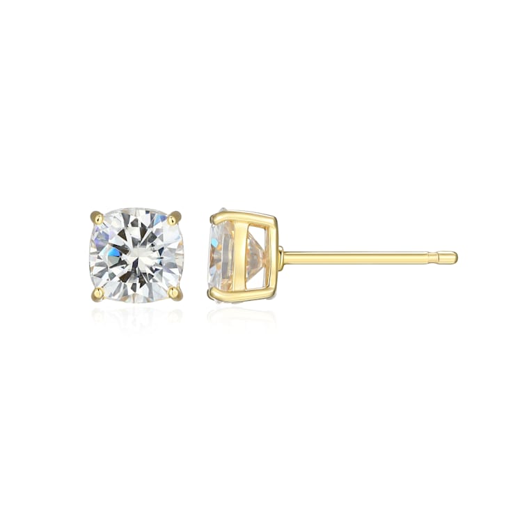 Square Cushion Cut Moissanite 14k Yellow Gold Over Silver Stud Earrings
2.20ctw DEW