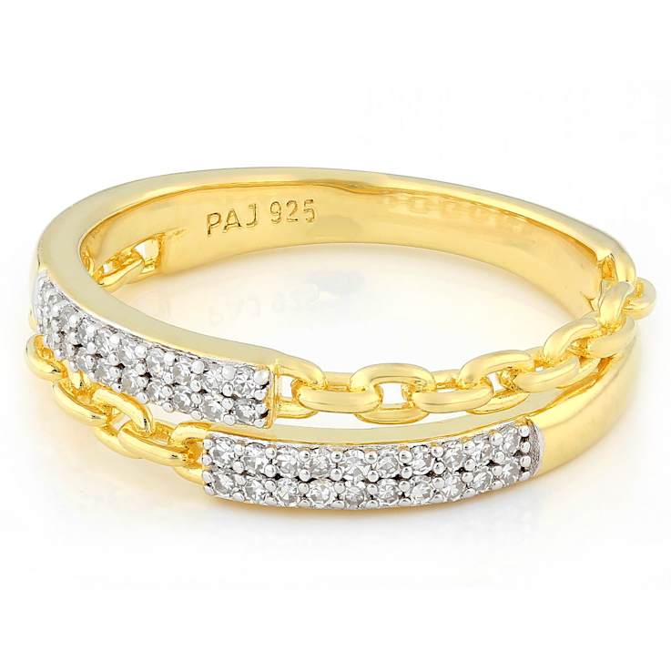 Contemporary Lab-Grown Diamond Bypass Ring In 18K Gold Over Sterling Silver