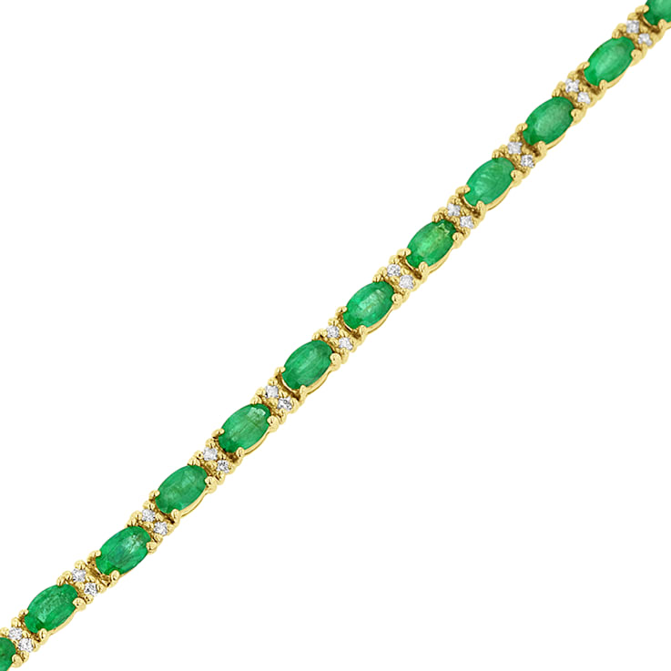 5.50ctw Emerald and Diamond Bracelet in 14k Yellow Gold