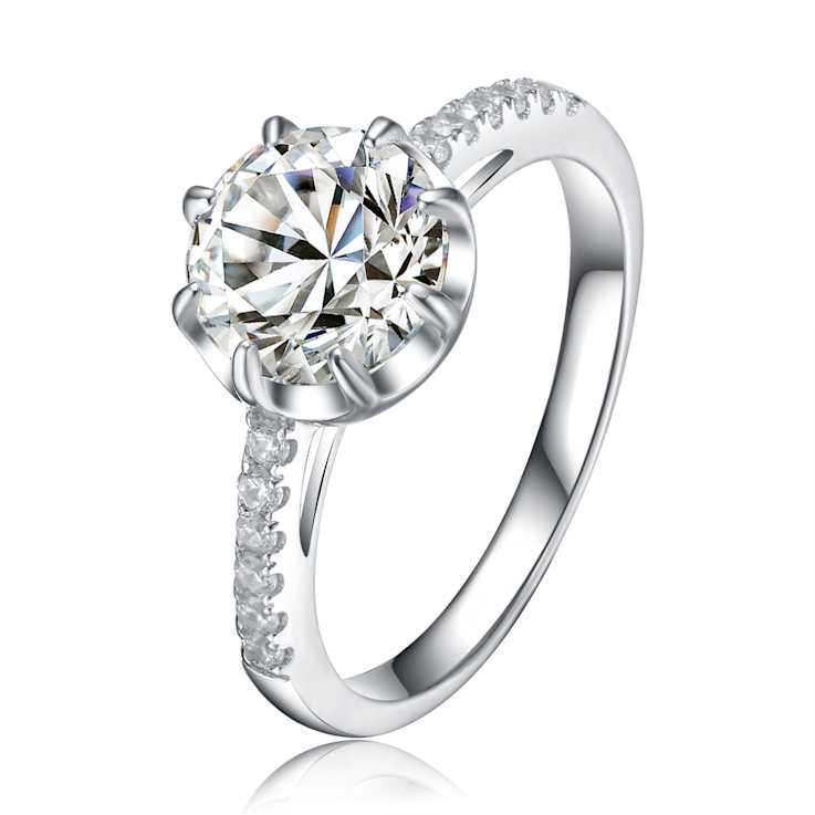 CZ Solitaire Ring In Sterling Silver