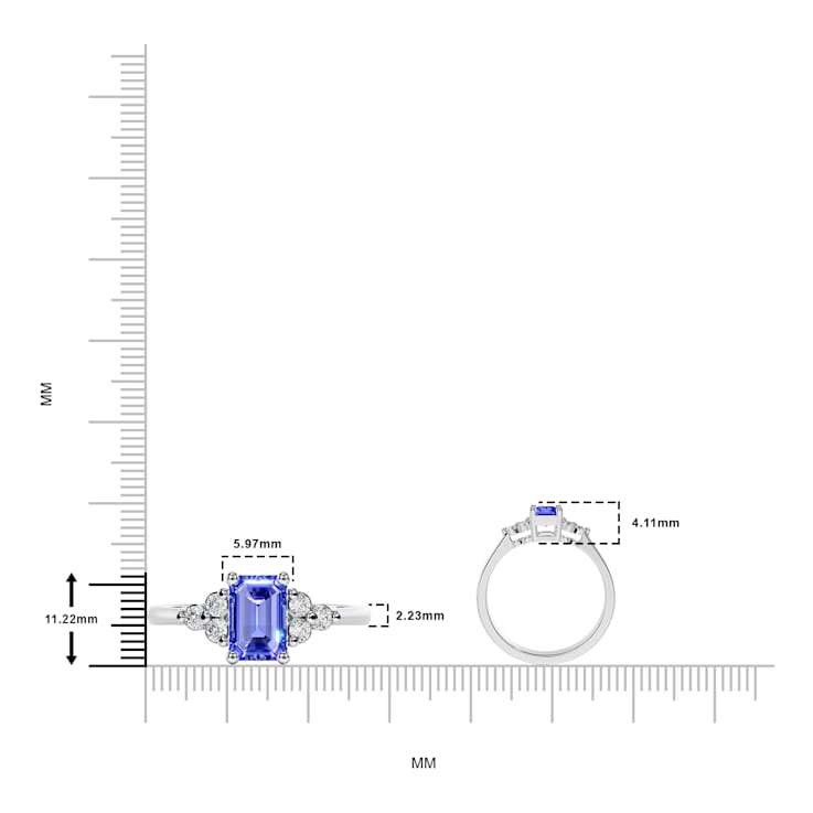 14K White Gold Tanzanite and Diamond Ring 0.59 ctw