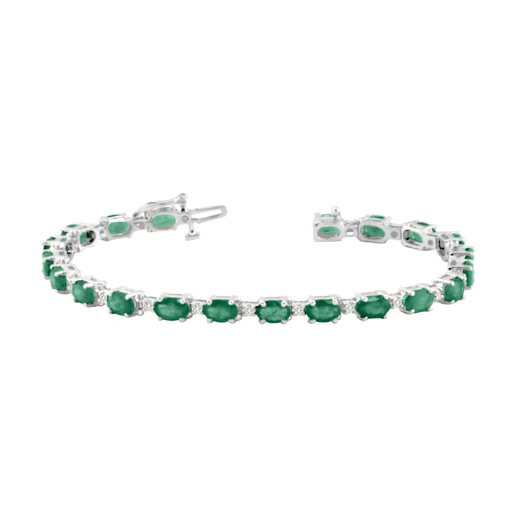 9.40ctw Emerald and Diamond Bracelet set in 14k White Gold