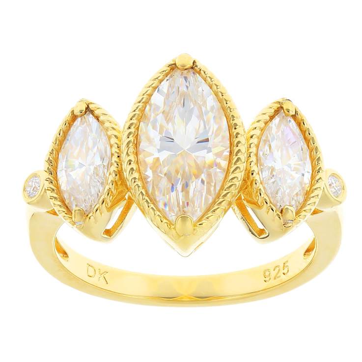 Diamond Simulant Marquise And Lab-Created Moissanite Ring In 18K Gold
Over Sterling Silver 3.99ctw