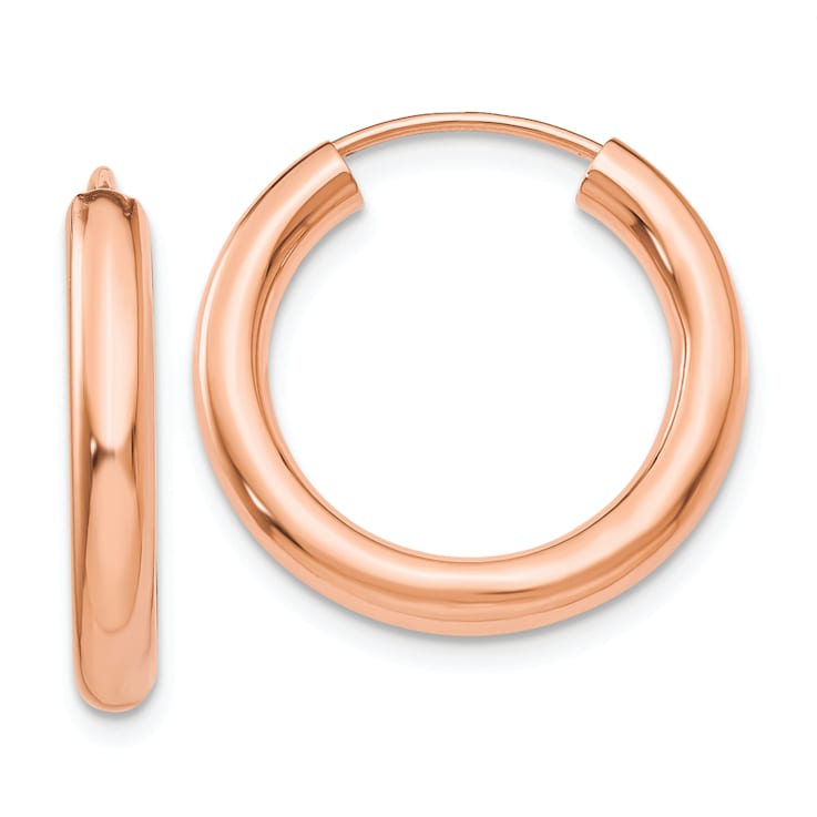 14k Rose Gold 3/4" Polished Endless Tube Hoop Earrings