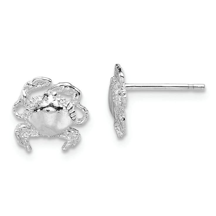Rhodium Over Sterling Silver Polished Crab Post Earrings