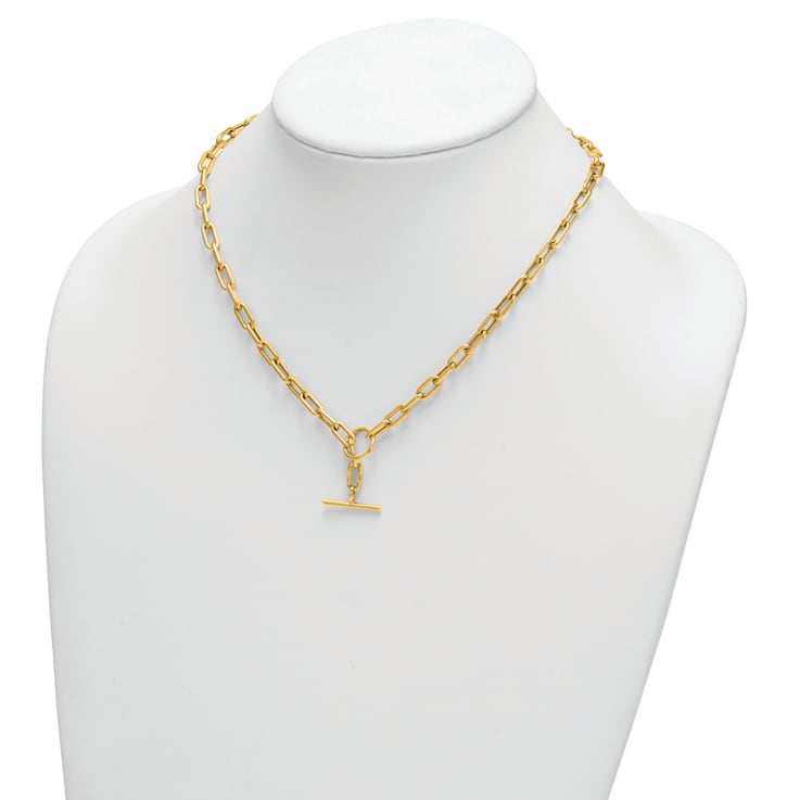 14K Yellow Gold Paperclip 18-inch Toggle Necklace