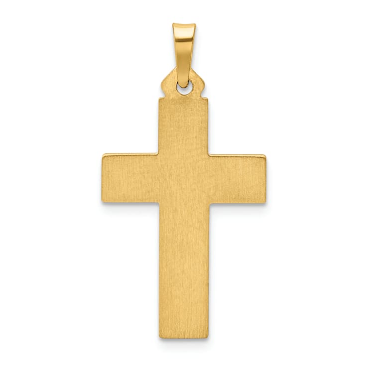 14K Yellow Gold Brushed and Polished Latin Cross Pendant