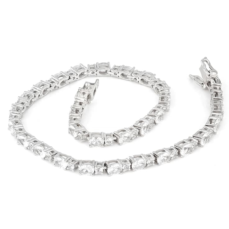 Lab-Created White Sapphire Tennis Bracelet In Sterling Silver 7.01ctw