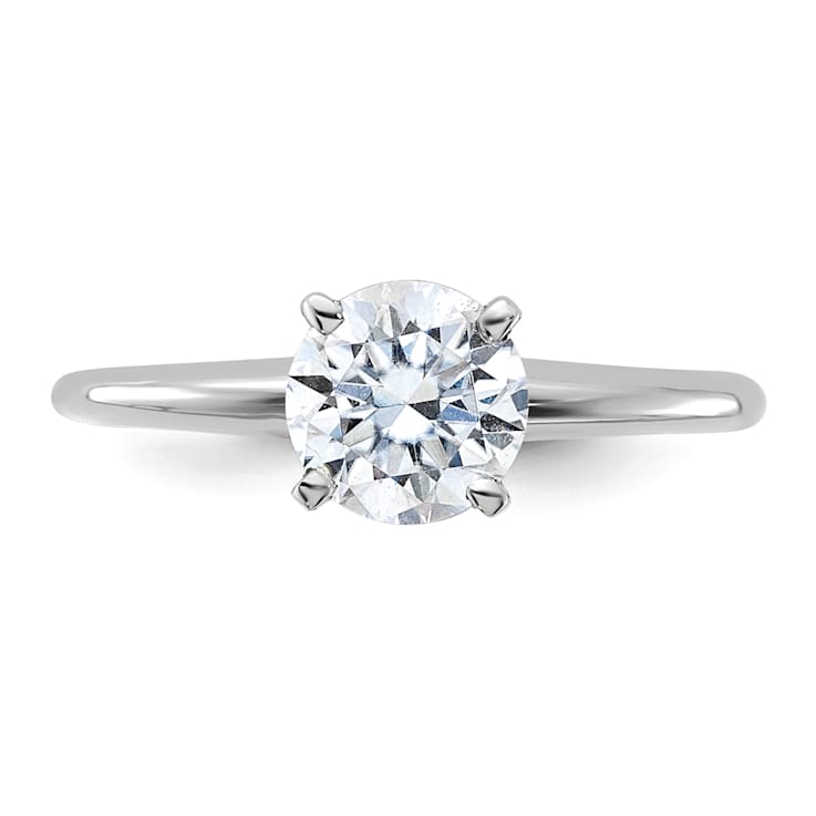Rhodium Over 14K White Gold 1 ct. D E F Pure Light Round Moissanite
Solitaire Ring