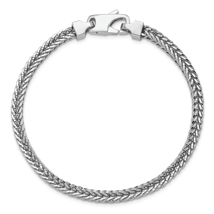 Rhodium Over Sterling Silver Polished 4.0mm Franco 8 Inch Chain Bracelet