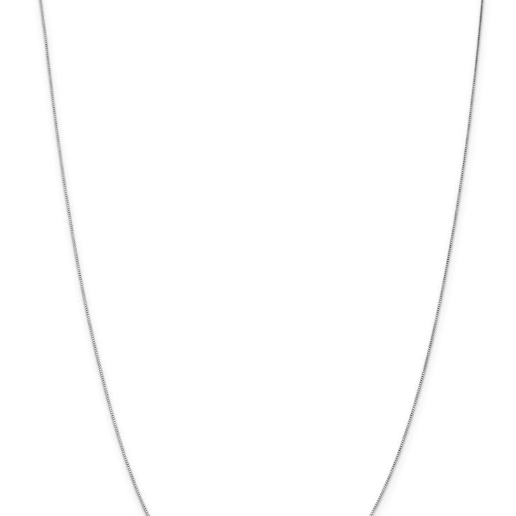 Rhodium Over 14k White Gold 0.5mm Solid Box 13 Inch Chain