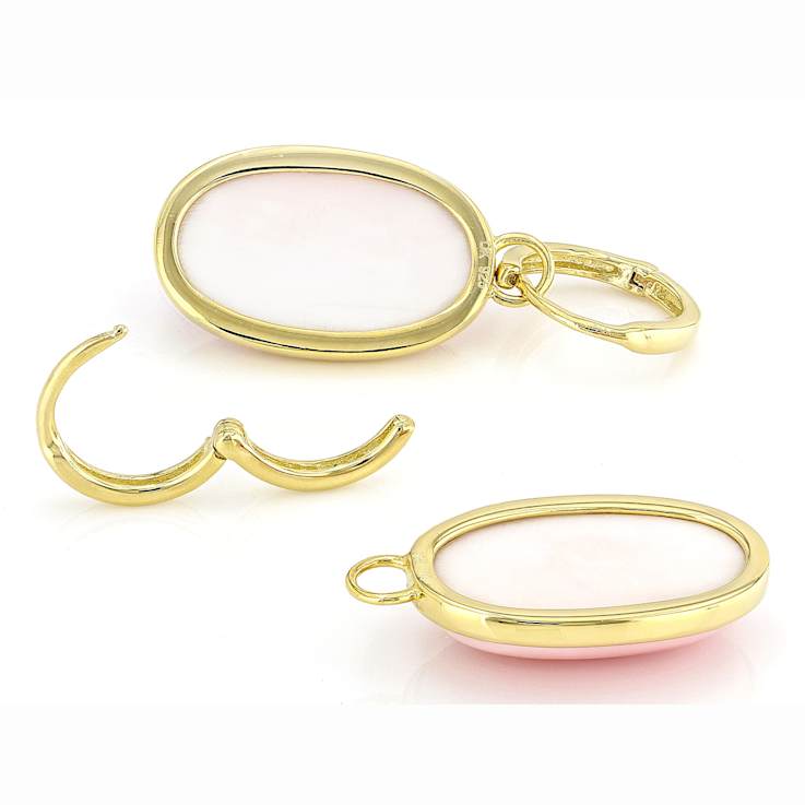 Pink Conch Shell Earrings In 18K Gold Over Sterling Silver 20x12mm