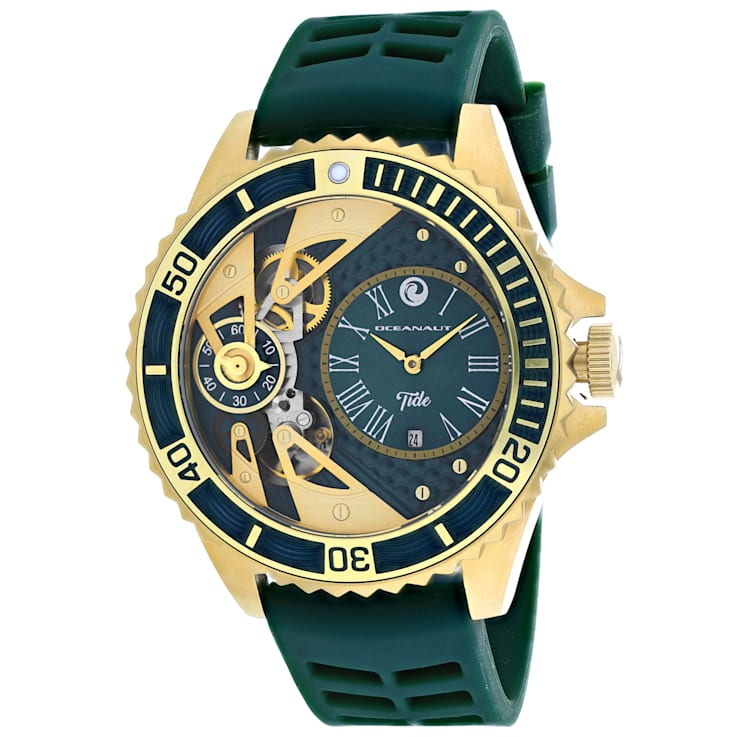 Oceanaut Men's Tide Green Dial, Green Rubber Strap Watch
