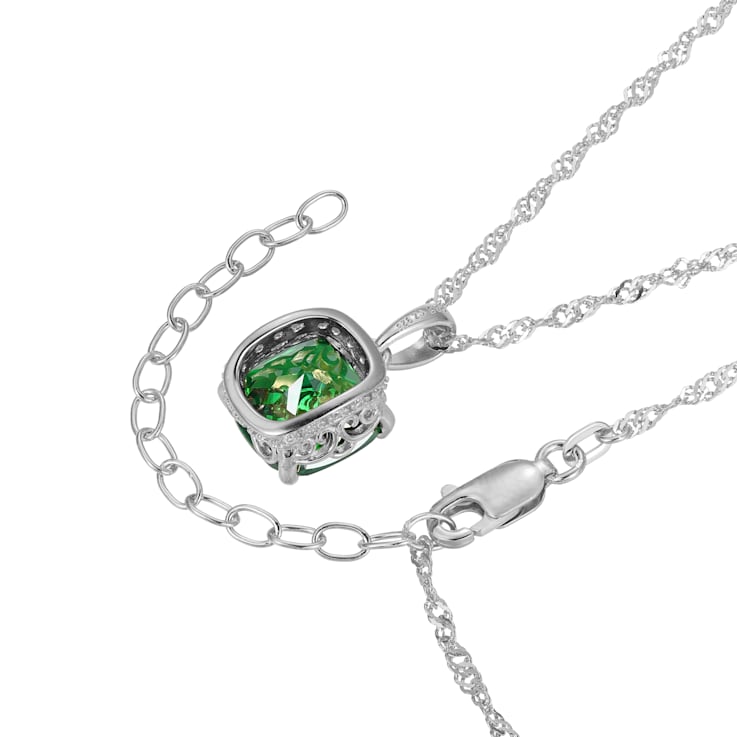 Green And White Cubic Zirconia Platinum Over Silver May Birthstone
Pendant With Chain 5.23ctw