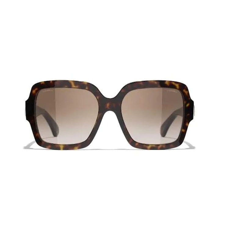 Chanel Dark Havana Square Frames with "CC" Accent/Brown
Gradient Lens Sunglasses