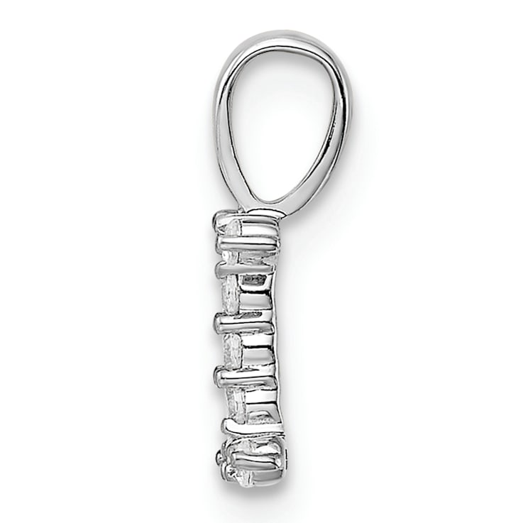 Rhodium Over 14K White Gold Lab Grown Diamond Letter I Initial Pendant
