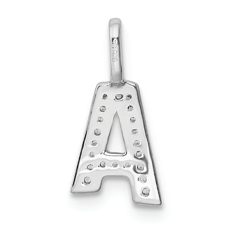 14K White Gold Diamond Letter A Initial Pendant
