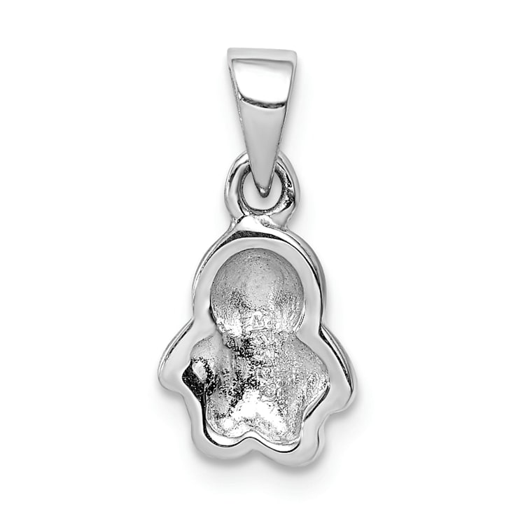 Rhodium Over Sterling Silver Multi-color Enameled Penguin Children's Pendant