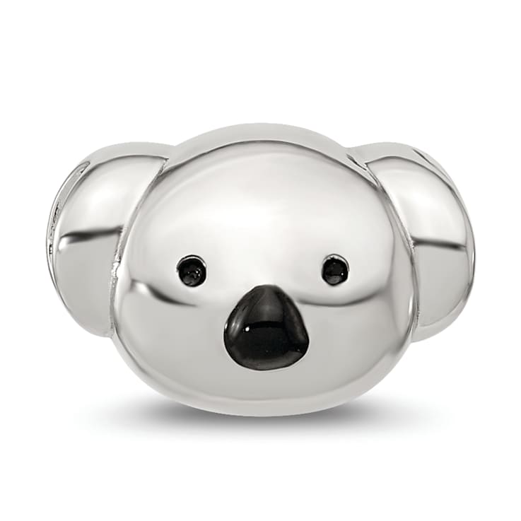 Sterling Silver Enamel Koala Bear Face Bead