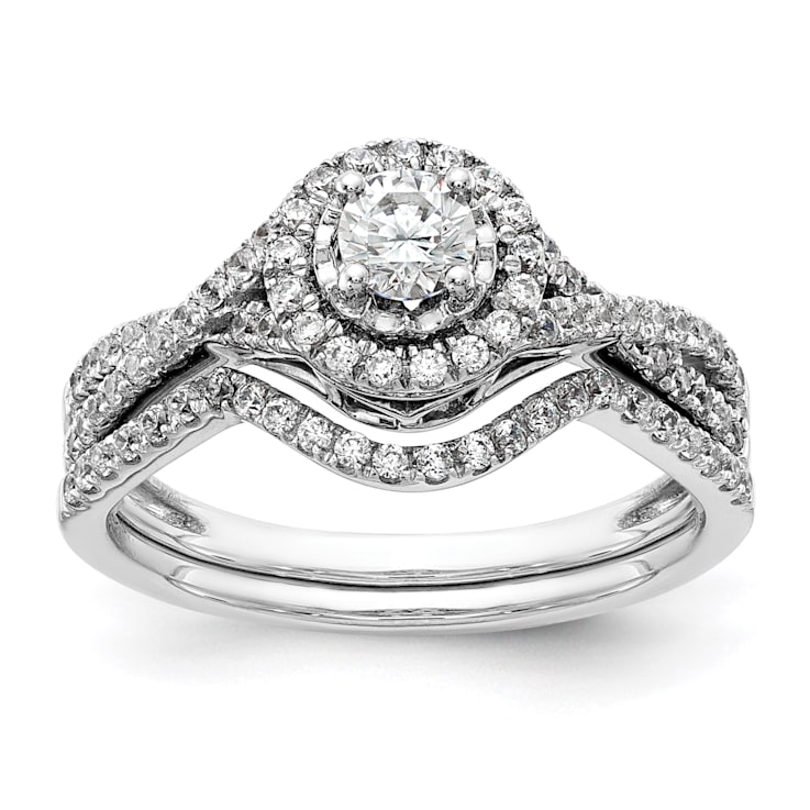 Rhodium Over 10K White Gold Eternal Promise Lab Grown Diamond Halo
Complete Ring 0.554ctw